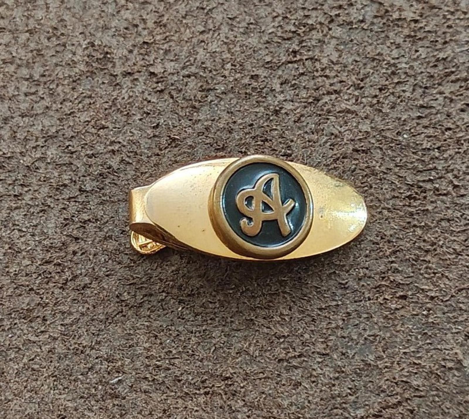 Other 1950s/60s Gold Tone Black Enamel Monogram Initial A Tie Clip Size ONE SIZE - 6 Thumbnail