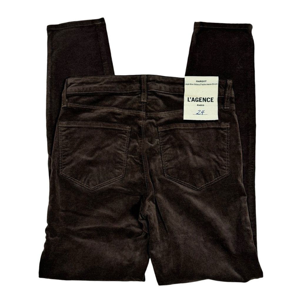 L'AGENCE NWT New $265 L'AGENCE Margot Velvet Crop Skinny ESPRESSO Je Size 24" / US 00 / IT 34 - 4 Thumbnail