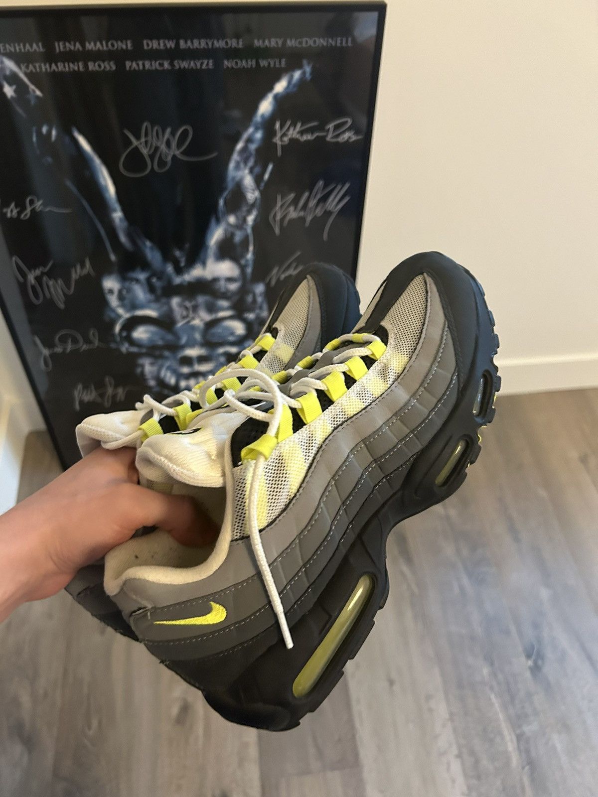 image of Nike Air Max 95 Neon Green Shoes in Grey, Men's (Size 11)