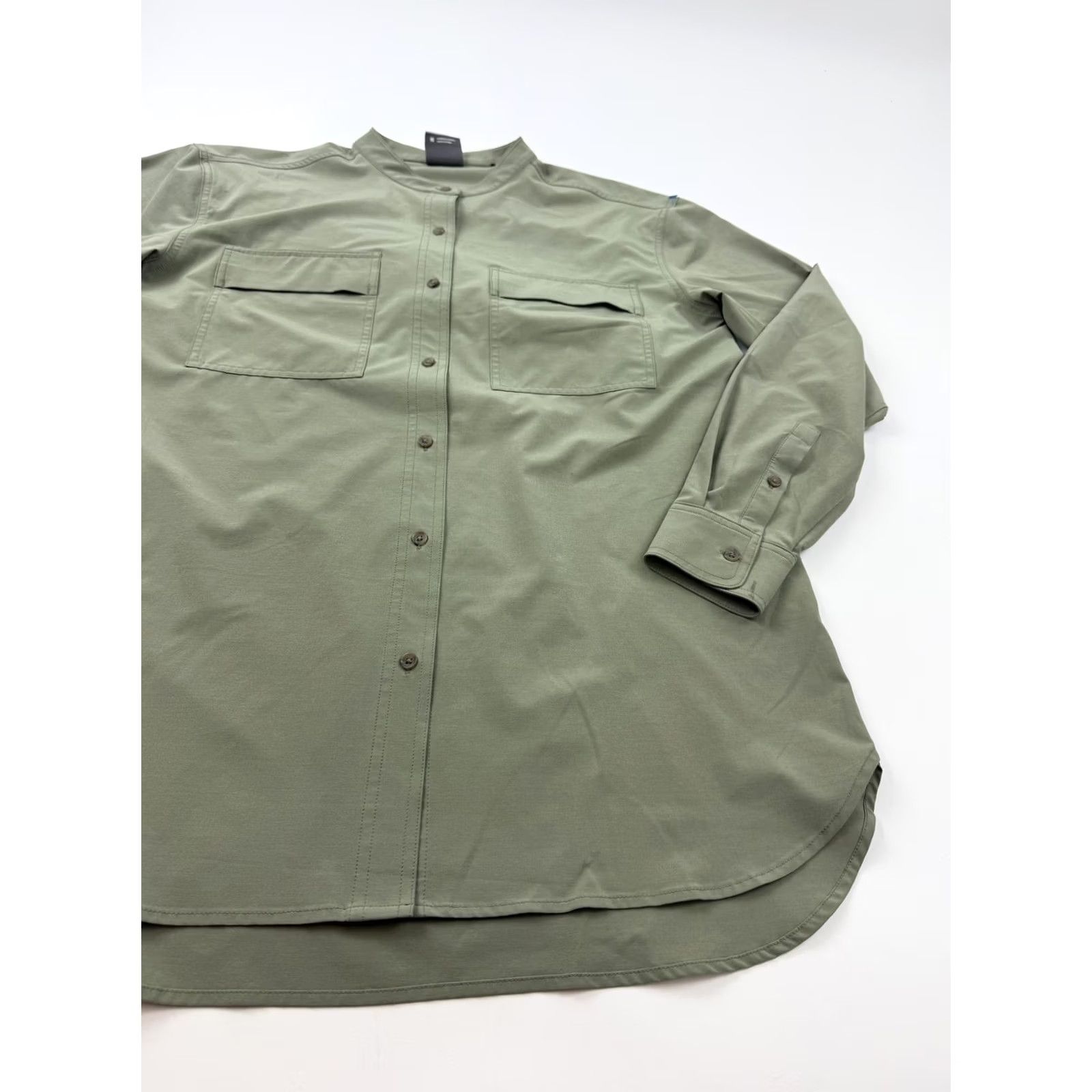 Prana prAna Shirt Womens Medium Green Collared Long Sleeve Button Up Stretch Tunic Top Size M / US 6-8 / IT 42-44 - 3 Thumbnail