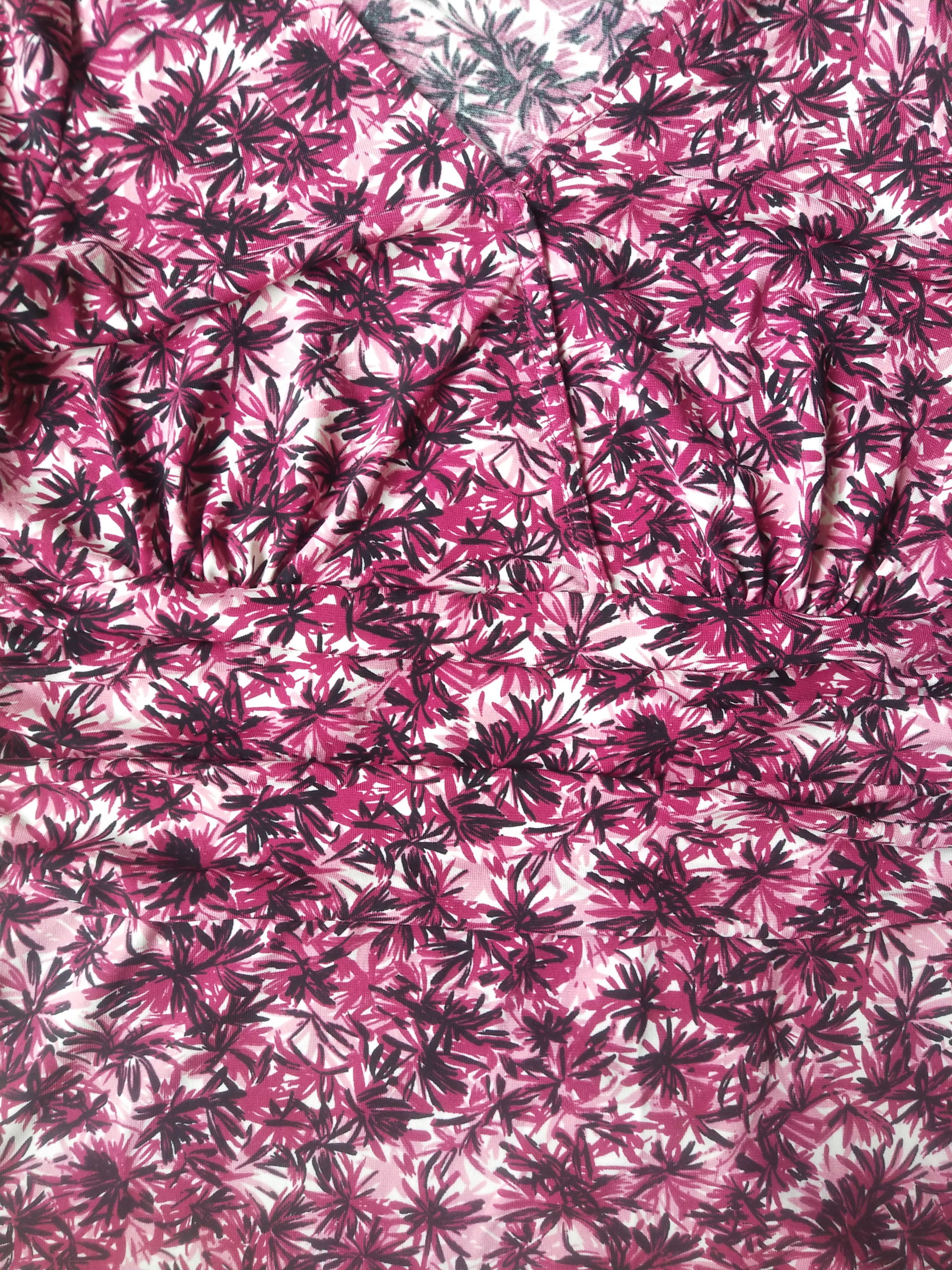 Bcbgmaxazria Y2K BCBGMAXAZRIA Slinky Ruched Floral V-Neck Top Size M / US 6-8 / IT 42-44 - 3 Thumbnail