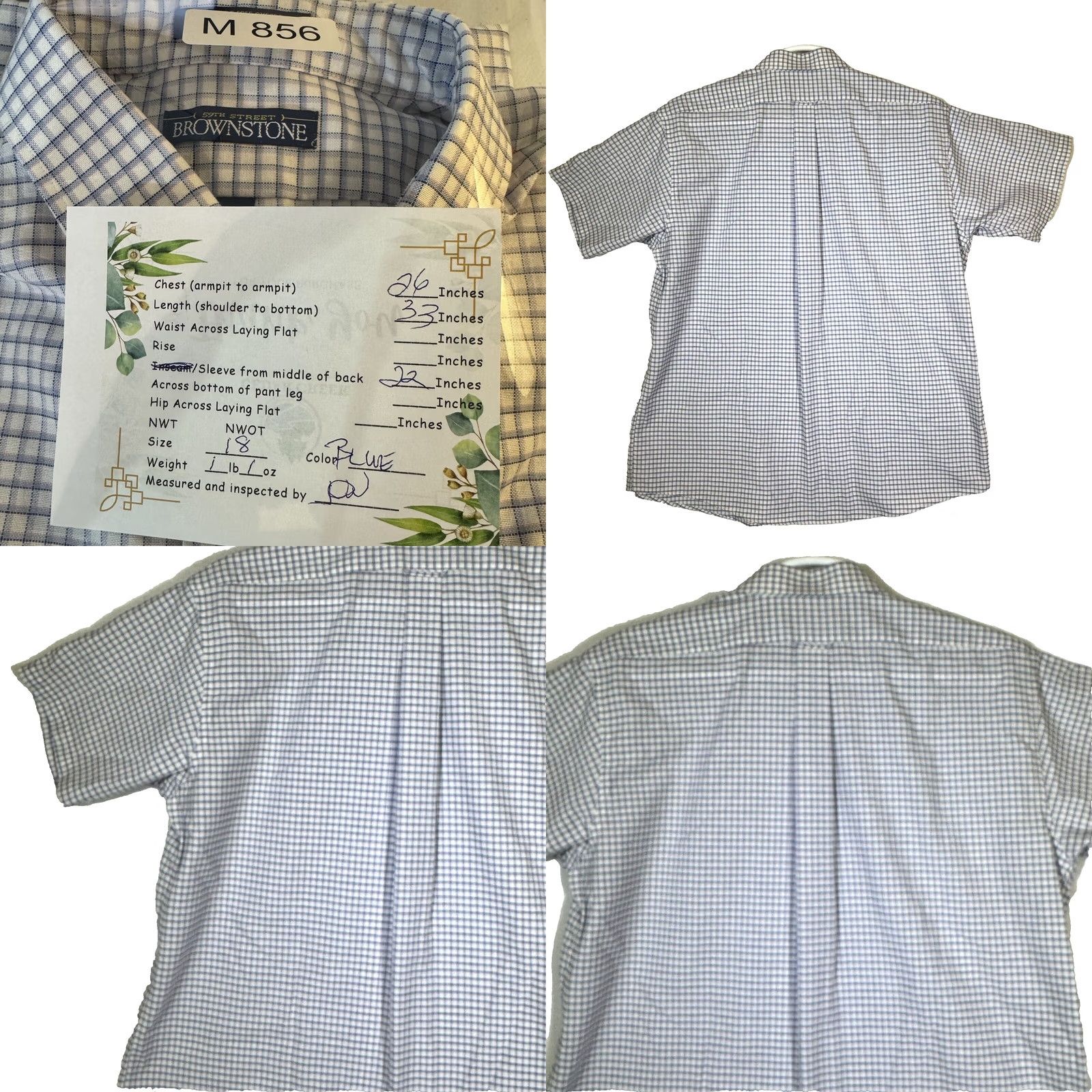 Vintage 59th Street Brownstone Shirt Blue Check Short Sleeve Button-Down M856 Mens Regular 18 XS? Size US XXL / EU 58 / 5 - 8 Thumbnail