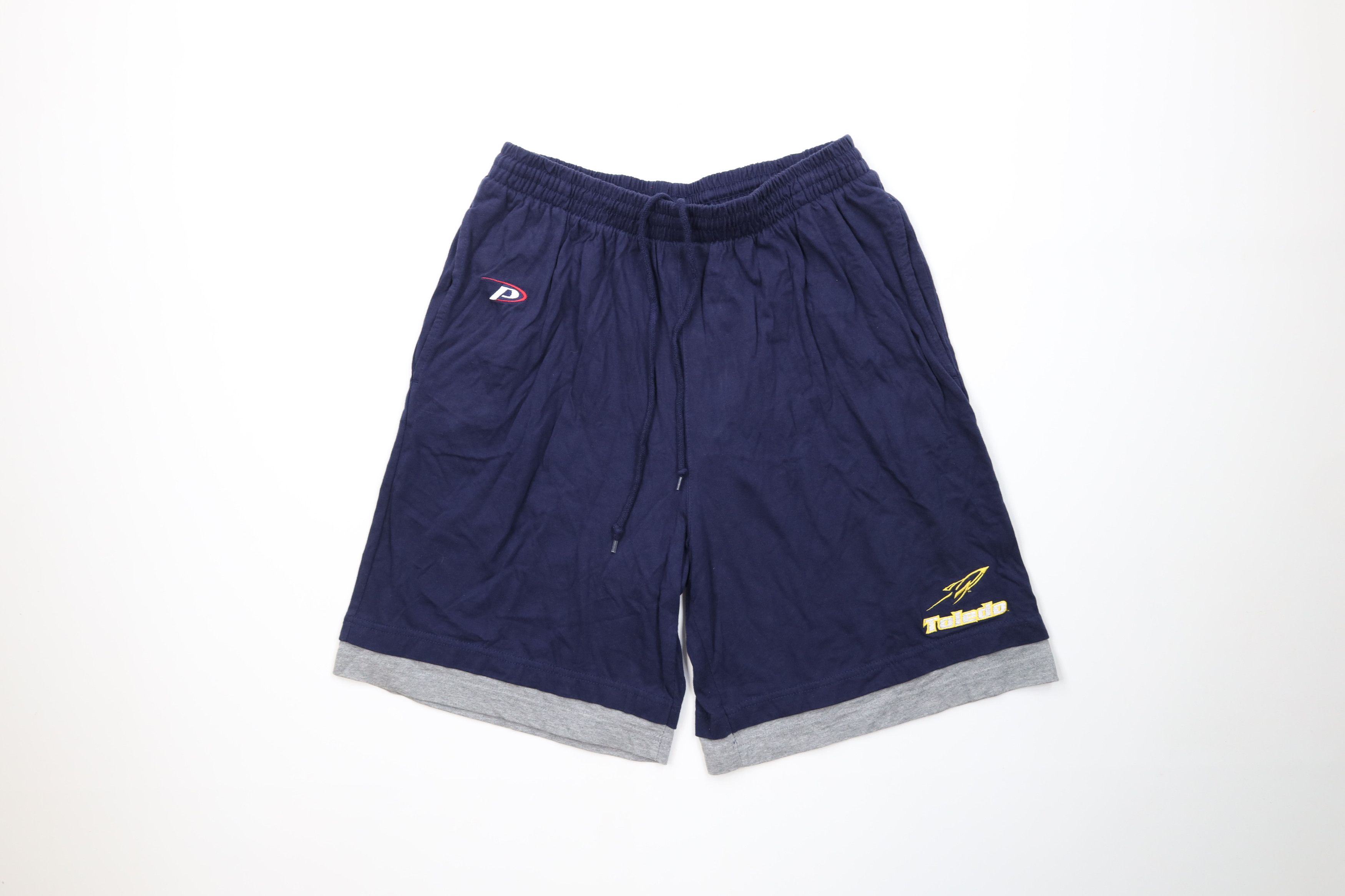Vintage Vintage 90s Spell University of Toledo Layered Shorts Blue Size US 34 / EU 50 - 1 Thumbnail