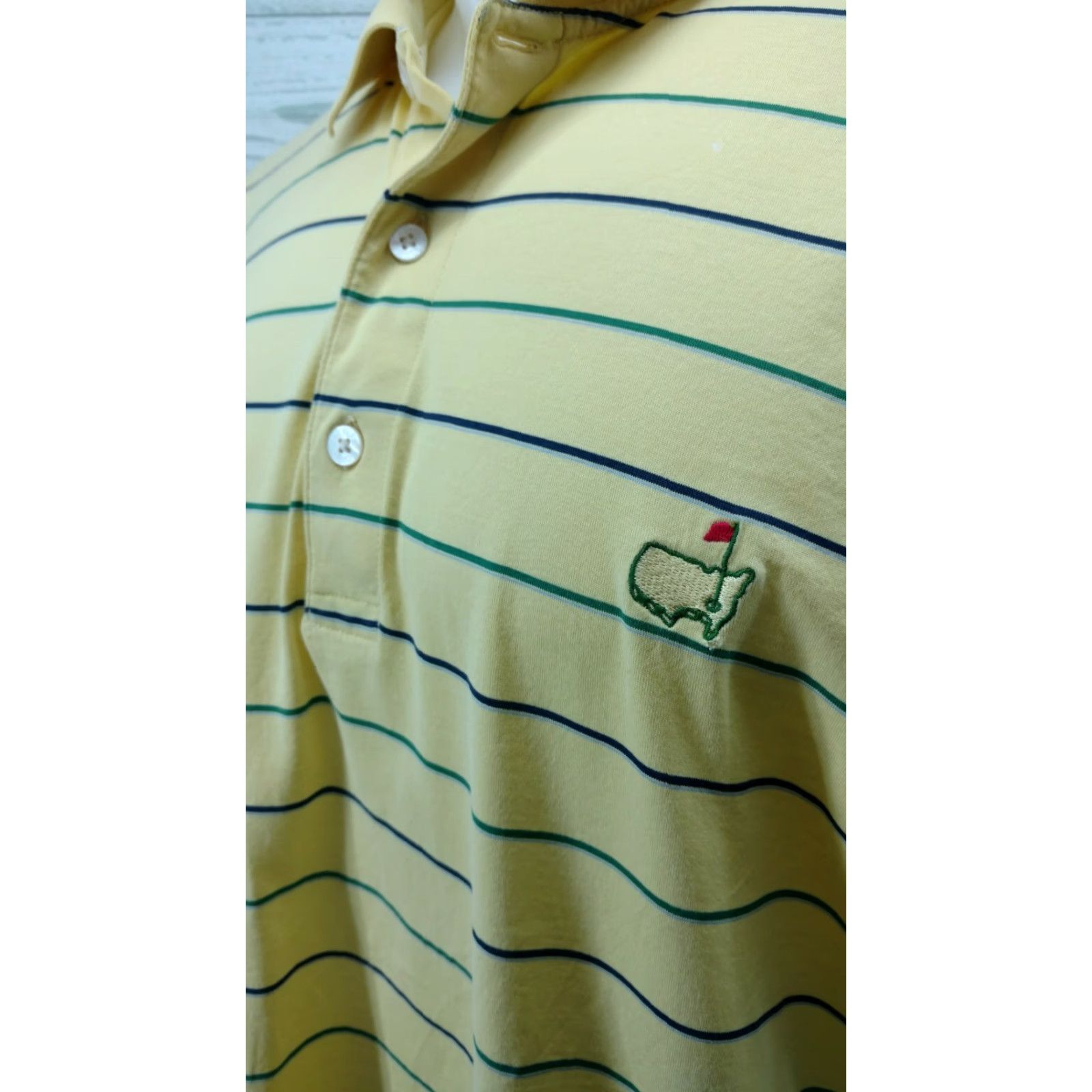 Vintage Amen Corner Masters Logo Striped Shirt Polo XL Men's Yellow Short Sleeve Size US XL / EU 56 / 4 - 3 Thumbnail