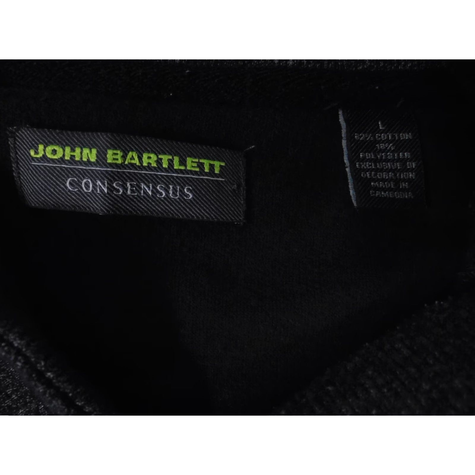 Vintage John Bartlett Mens Sweater Large Black Pullover Crew Neck Cable-Knit Wool? No, Cotton Stretch Pockets Plaid Accent Quilted Regular Fall Gift Size US L / EU 52-54 / 3 - 6 Thumbnail