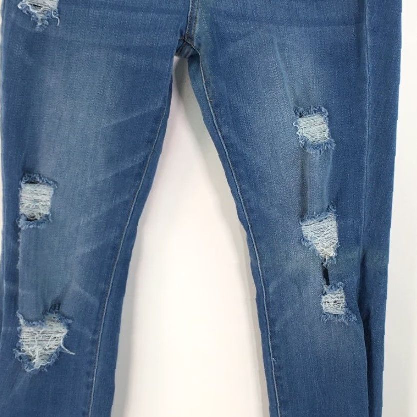 Denime Soho Womens Jeans Cropped Blue Distressed Low Rise Pockets Whiskered Denim 4 Size 27" / US 4 / IT 40 - 5 Thumbnail