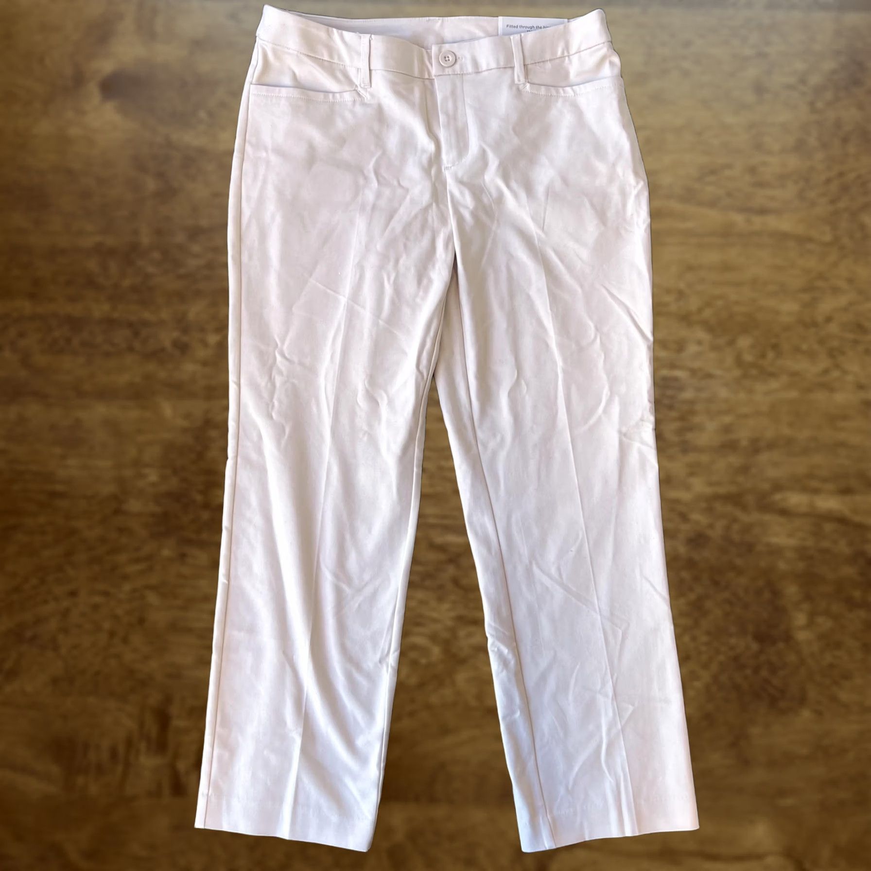 Vintage Christopher & Banks Pants Womens 10P Petite White Dress Pants Slim Fit Straight Leg with Pockets Size 32" / US 10 / IT 46 - 1 Thumbnail