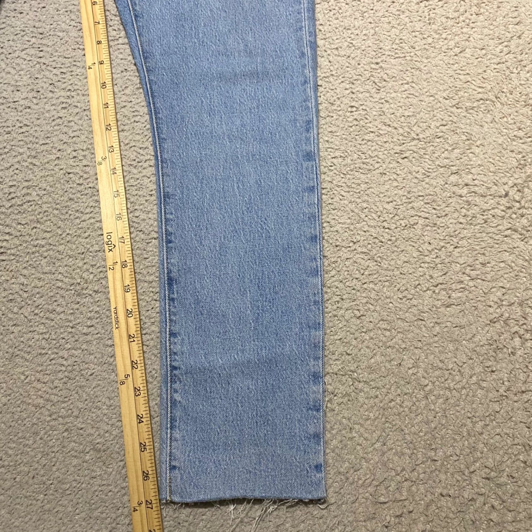 Levi's Levi's 501 Jeans Womens 27x28 Blue Denim High Rise Button Fly Straight Raw Hem Jeans (Vintage) Womens 501 Series 90s Theme Size 27" / US 4 / IT 40 - 6 Thumbnail