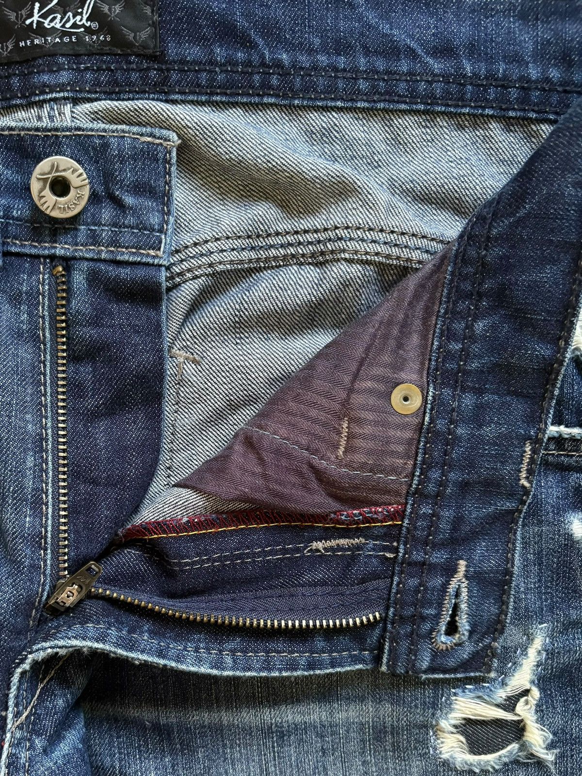 Japanese Brand Vintage Japanese Brand Blue Wash Distressed Bootcut Jeans Size US 32 / EU 48 - 9 Thumbnail