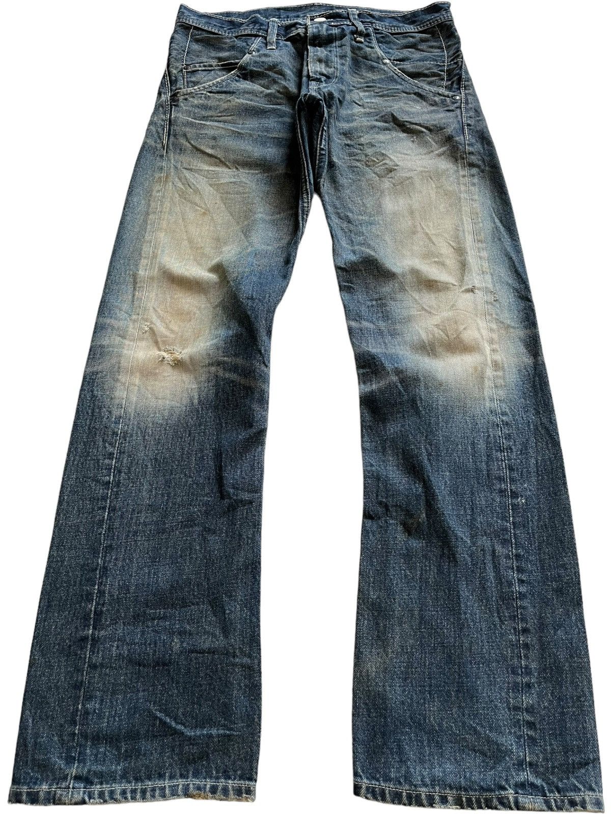 Japanese Brand Vintage Japanese Brand Mud Wash Distressed Loose Jeans Size US 31 - 1 Thumbnail
