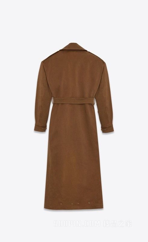 Saint Laurent Paris o1bcso1str1225 Coat In Cotton Whipcord in Brown Size M / US 6-8 / IT 42-44 - 2 Thumbnail