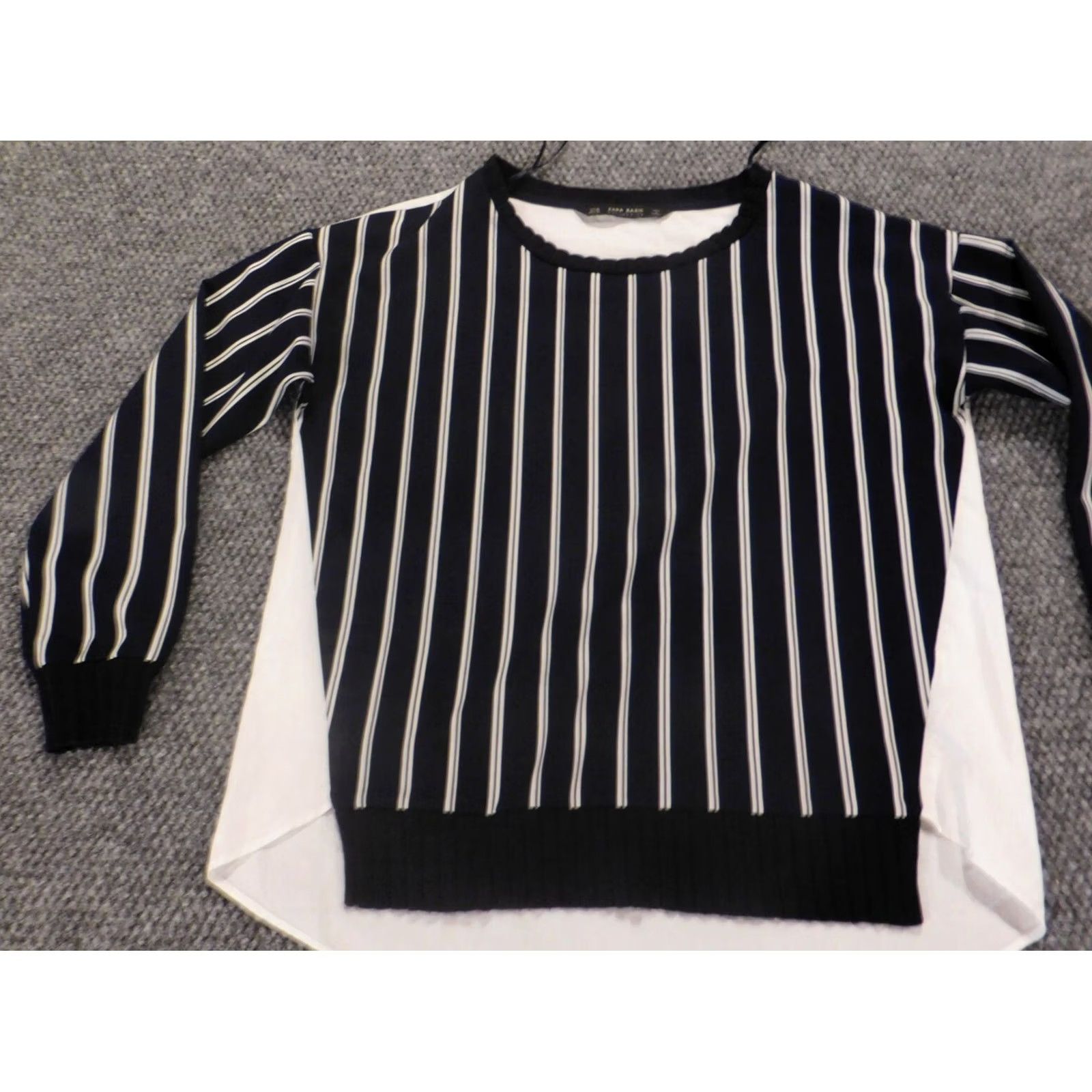 Zara Zara Blouse XS Blue Striped Crew Neck Pullover Shirt Womens Vintage: No Size XS / US 0-2 / IT 36-38 - 3 Thumbnail