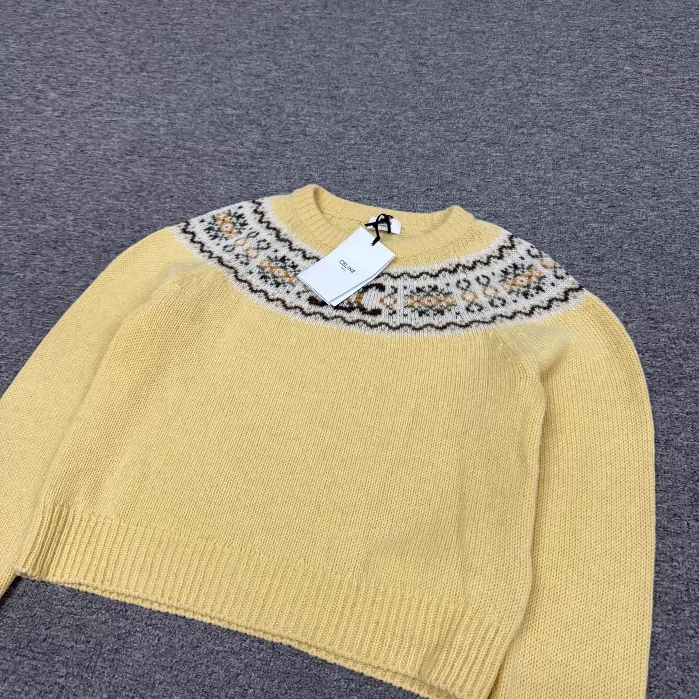 Celine Celine Fair Isle Yellow Crewneck Short Sweater Size M / US 6-8 / IT 42-44 - 4 Thumbnail
