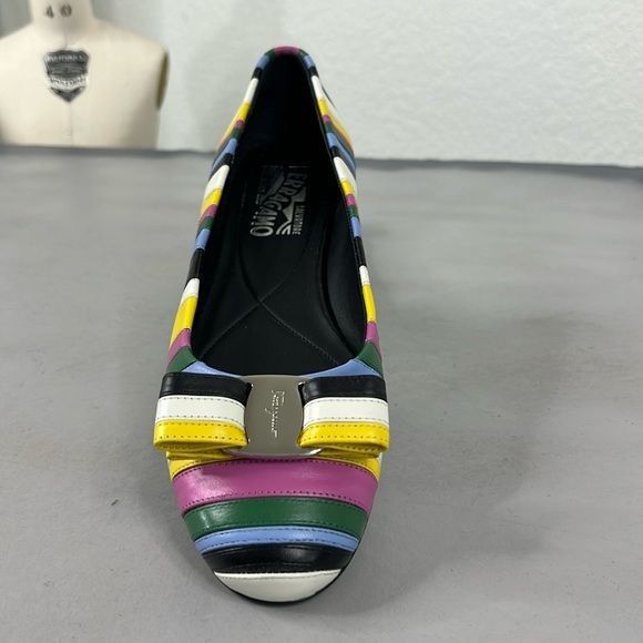 Salvatore Ferragamo Salvatore Ferragamo Varina Rainbow Stripe Flats Bow Logo Size US 8 / IT 38 - 1 Thumbnail