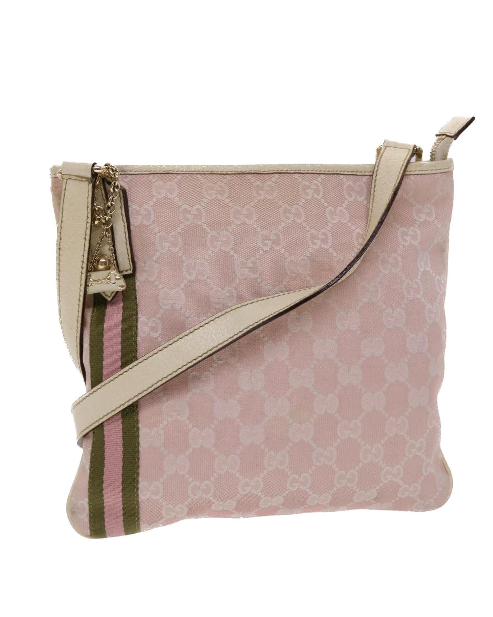 image of Gucci Gg Canvas Shoulder Bag With Sherry Line Pattern in Pink, Women's