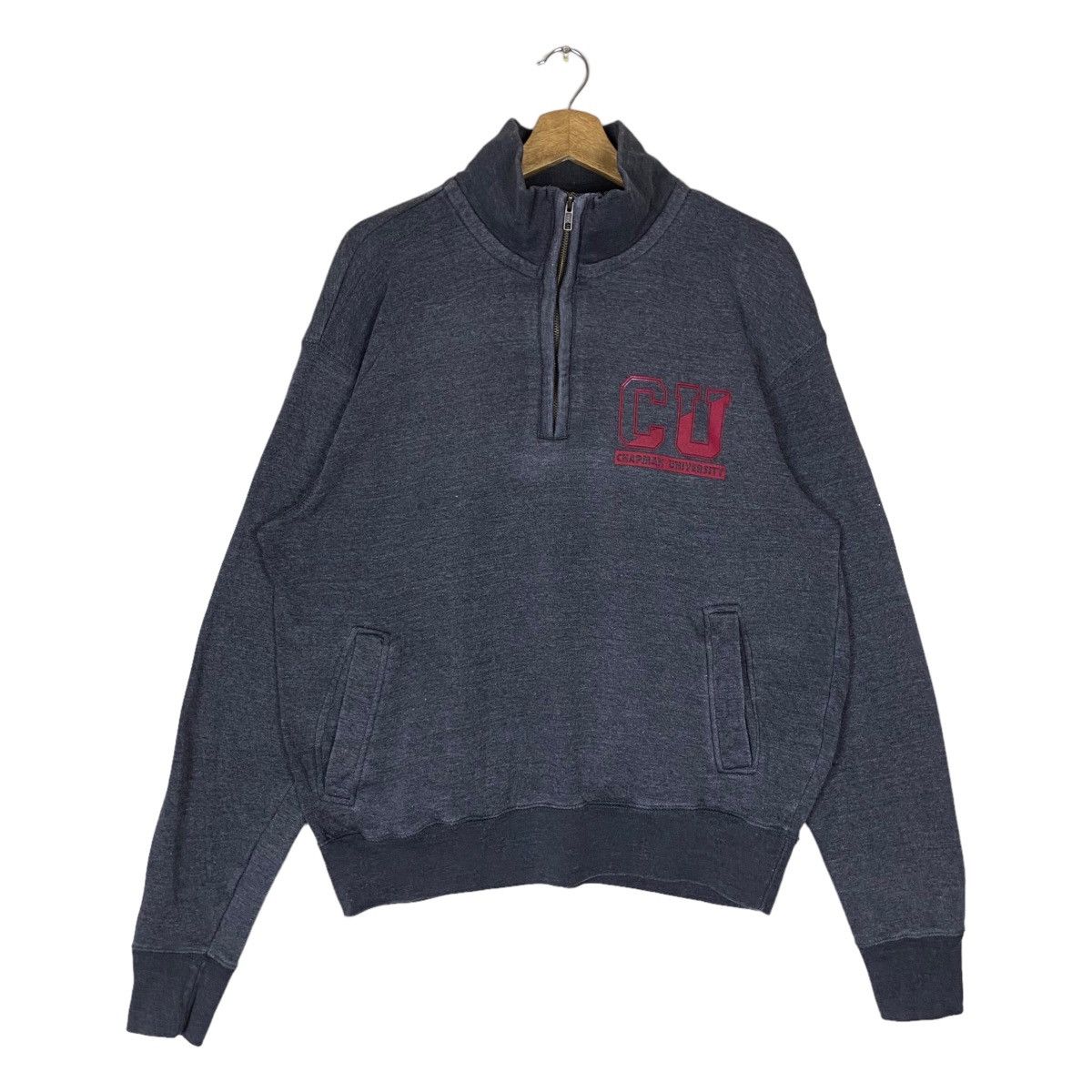 image of Vintage Mv Sport Medium Logo Quarter Zip Pullover Jumper in Grey, Men's (Size Large)
