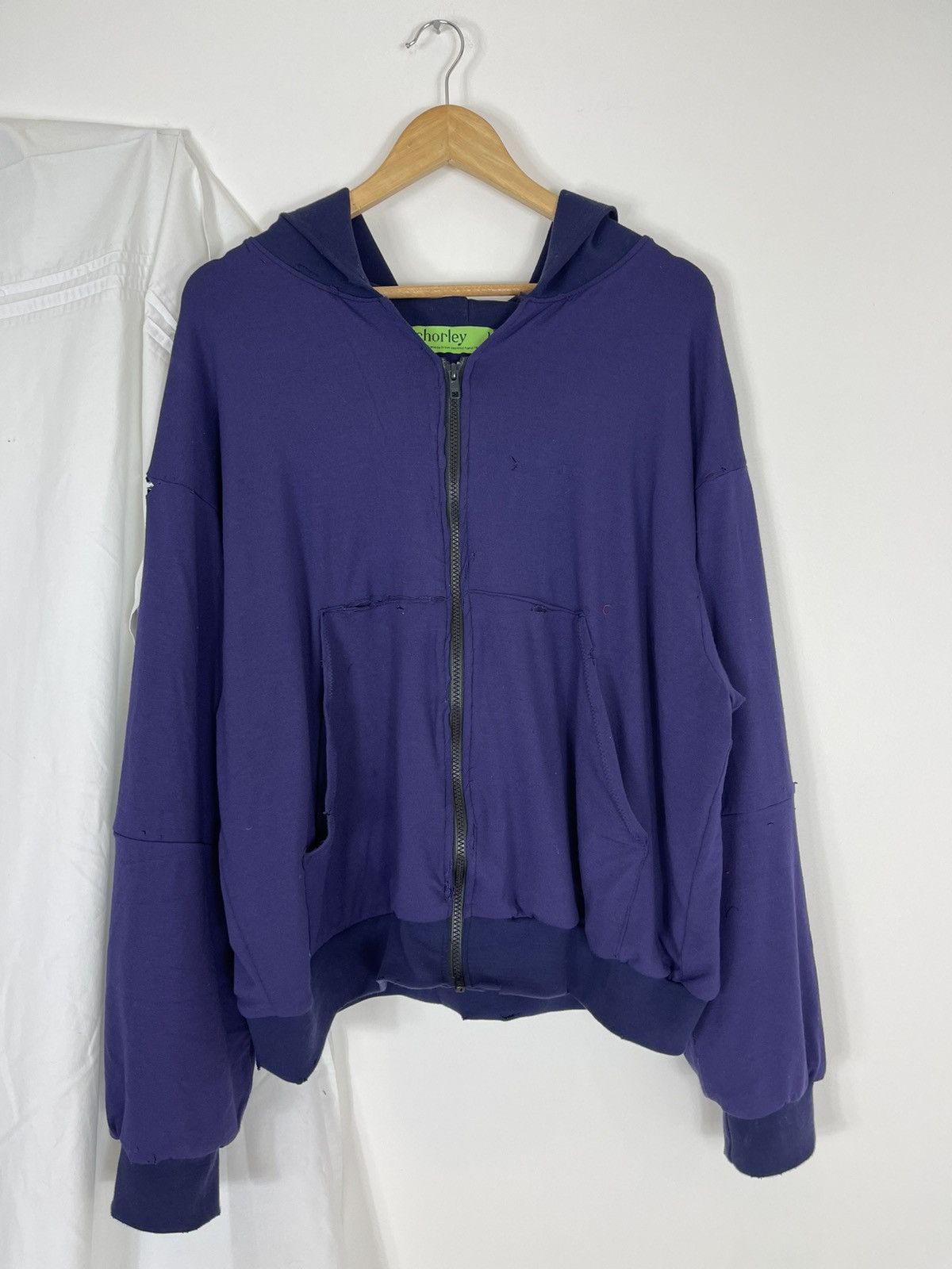 Chorley Chorley Distressed Double Layer Oversized Zip Up Hoodie Size US L / EU 52-54 / 3 - 1 Thumbnail