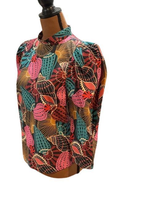 Farm Rio Mock Neck Long-Sleeve Shell Blouse Size S / US 4 / IT 40 - 4 Thumbnail