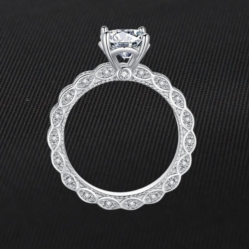 Other 2 Ct Moissanite Ring Rhodium Plated 925 Sterling Silver 6 Size ONE SIZE - 2 Thumbnail