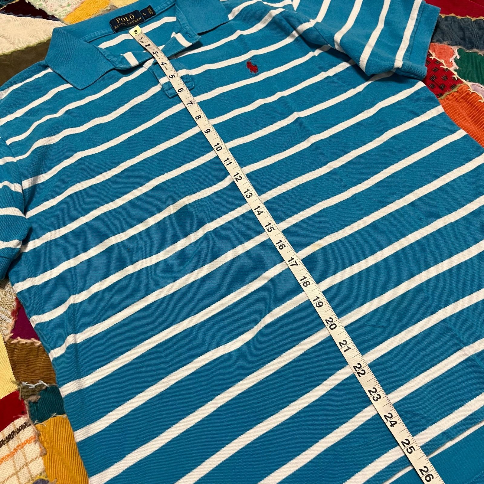 Polo Ralph Lauren Polo Ralph Lauren Red Pony Blue/White Striped Polo Shirt L Size US L / EU 52-54 / 3 - 4 Thumbnail