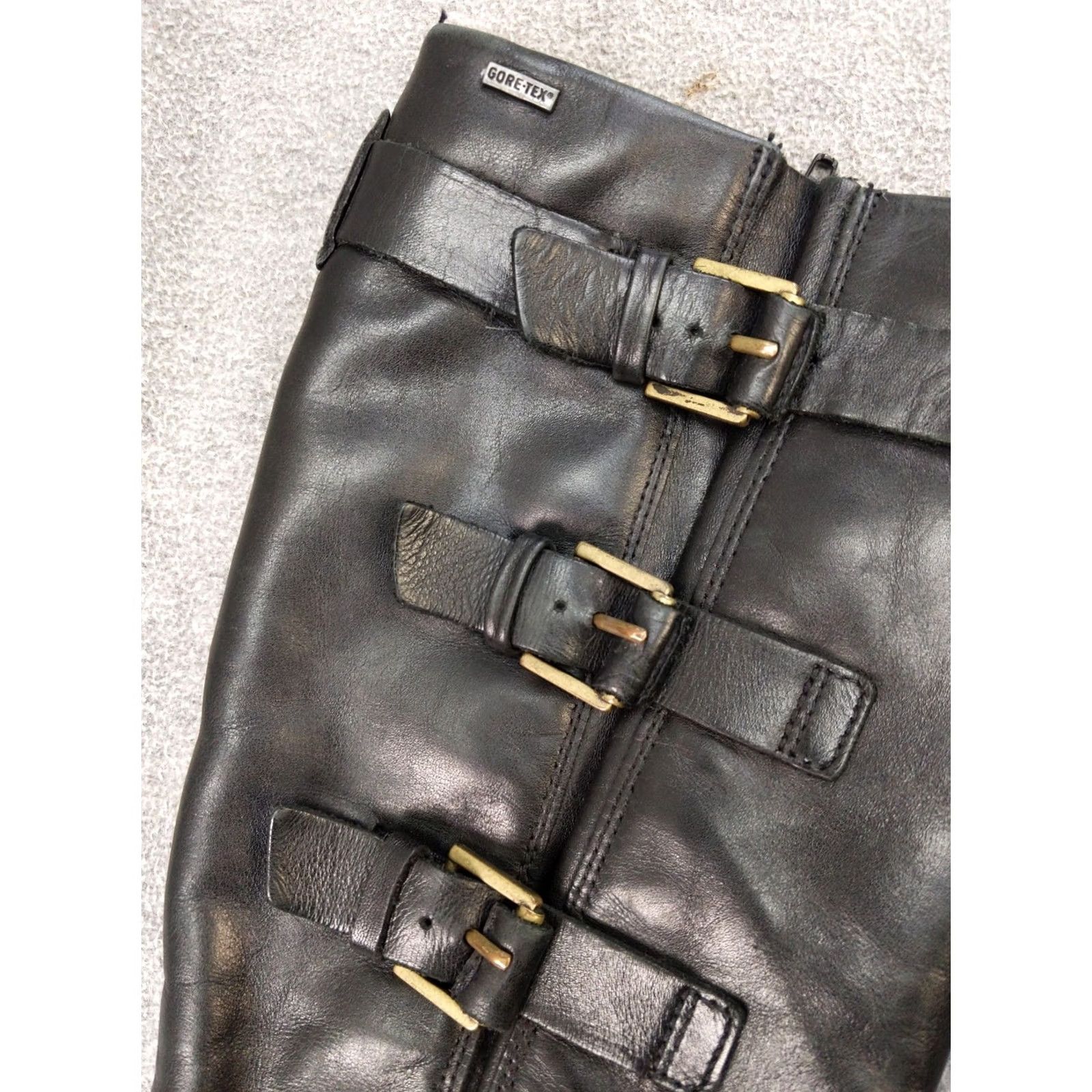 Ecco ECCO Boots Womens 7.5 38 Black Leather Knee High Buckle Gore-Tex Riding Boot - Waterproof Zippered Casual Winter Shoes Womens Size US 8 / IT 38 - 3 Thumbnail