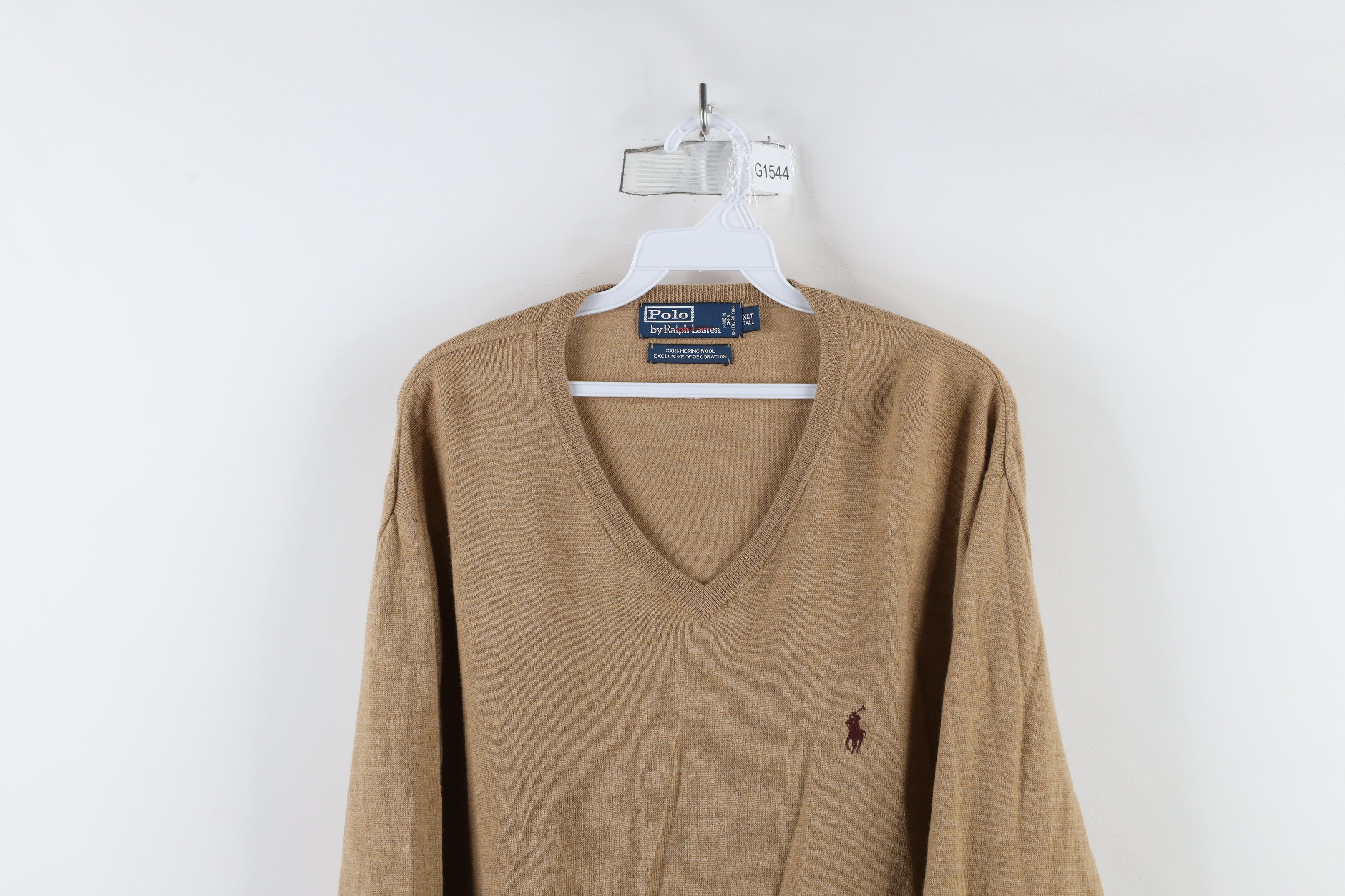 Ralph Lauren × Vintage Vintage 90s Ralph Lauren Wool V-Neck Sweater Heather Brown Size US XL / EU 56 / 4 - 2 Thumbnail