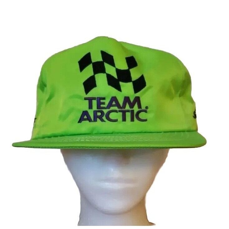Vintage Vtg Arctic Cat 5 Panel Hat Snowmobile Racing Green Nylon Dad Size ONE SIZE - 1 Thumbnail