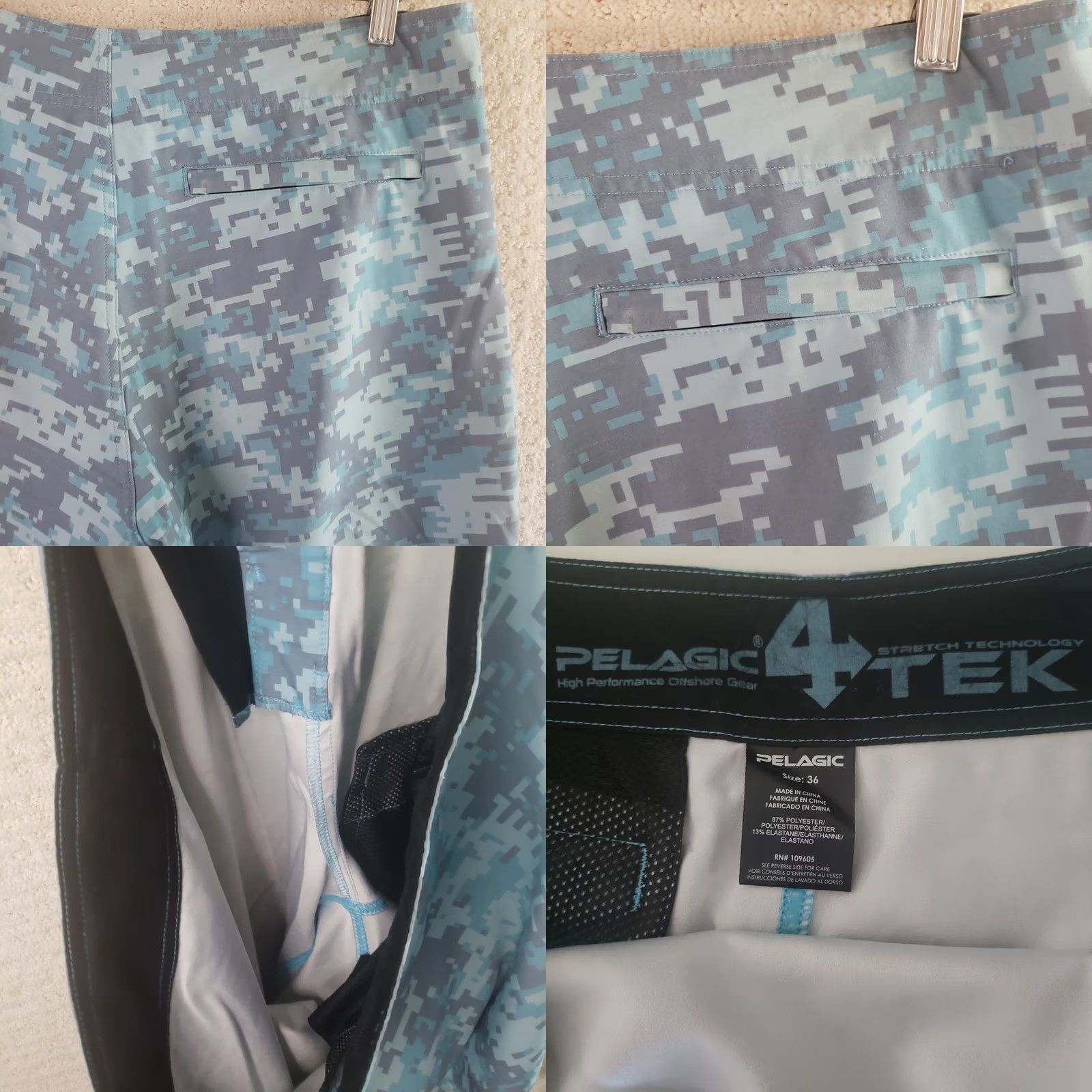 Vintage PELAGIC Shorts Mens 36 Blue Tek Board Men Digital Camo Ripstop Stretch Size US 36 / EU 52 - 9 Thumbnail