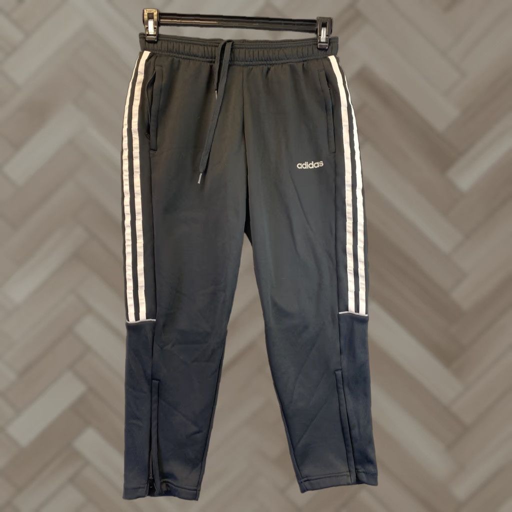 Adidas adidas Men Track Pants Joggers Sz S Black Zip Ankles Pockets Stripes /31-74 Size US 29 - 1 Thumbnail