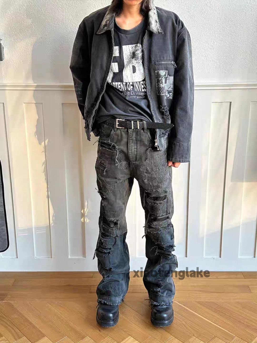 Jean zx asaprocky travisscott style flared ripped opium jeans Size US 30 / EU 46 - 1 Thumbnail