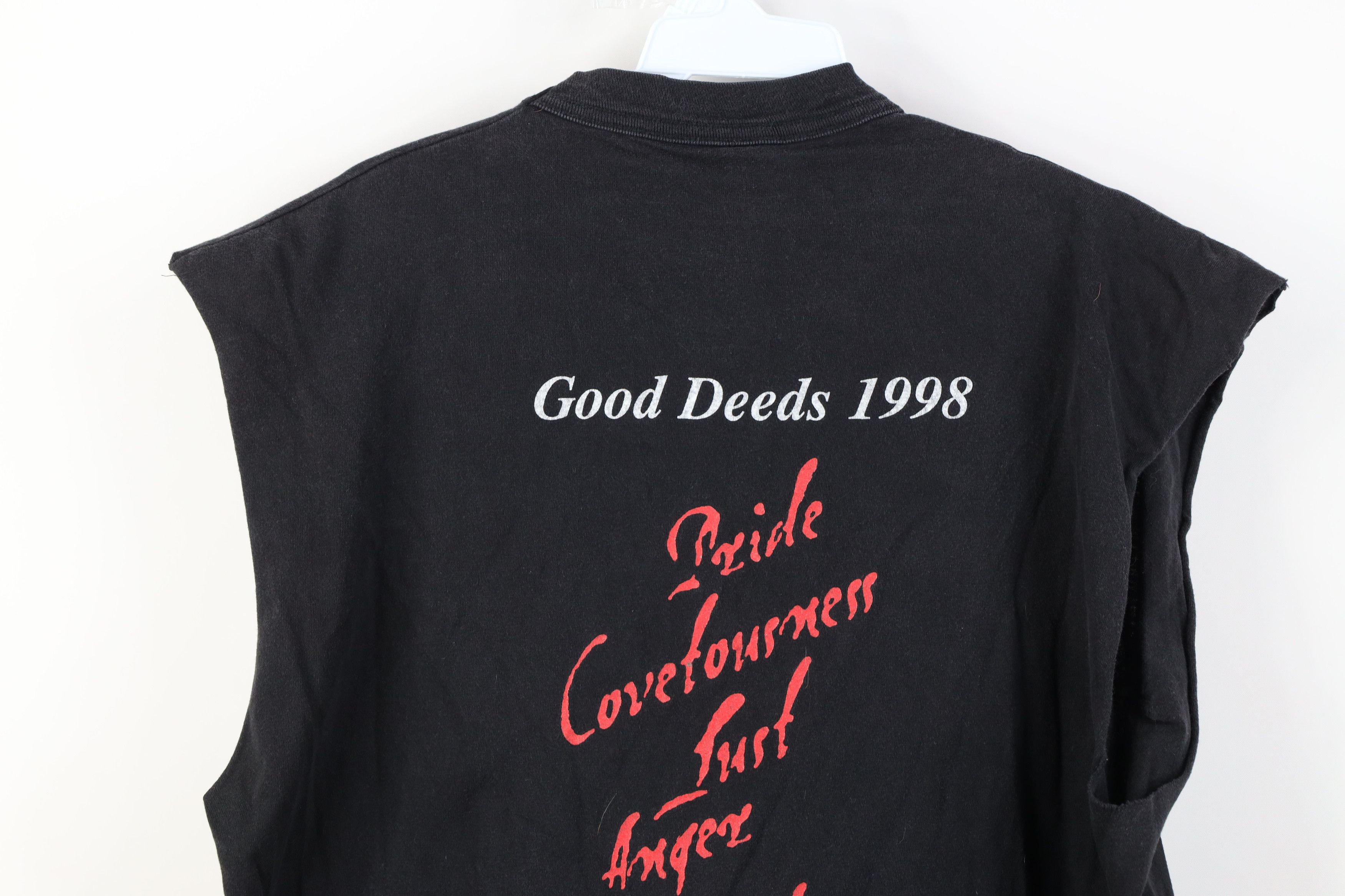 Vintage Vintage 90s Deeds Sinner Tour Moonspell Band Cut Off T-Shirt Size US XL / EU 56 / 4 - 15 Thumbnail