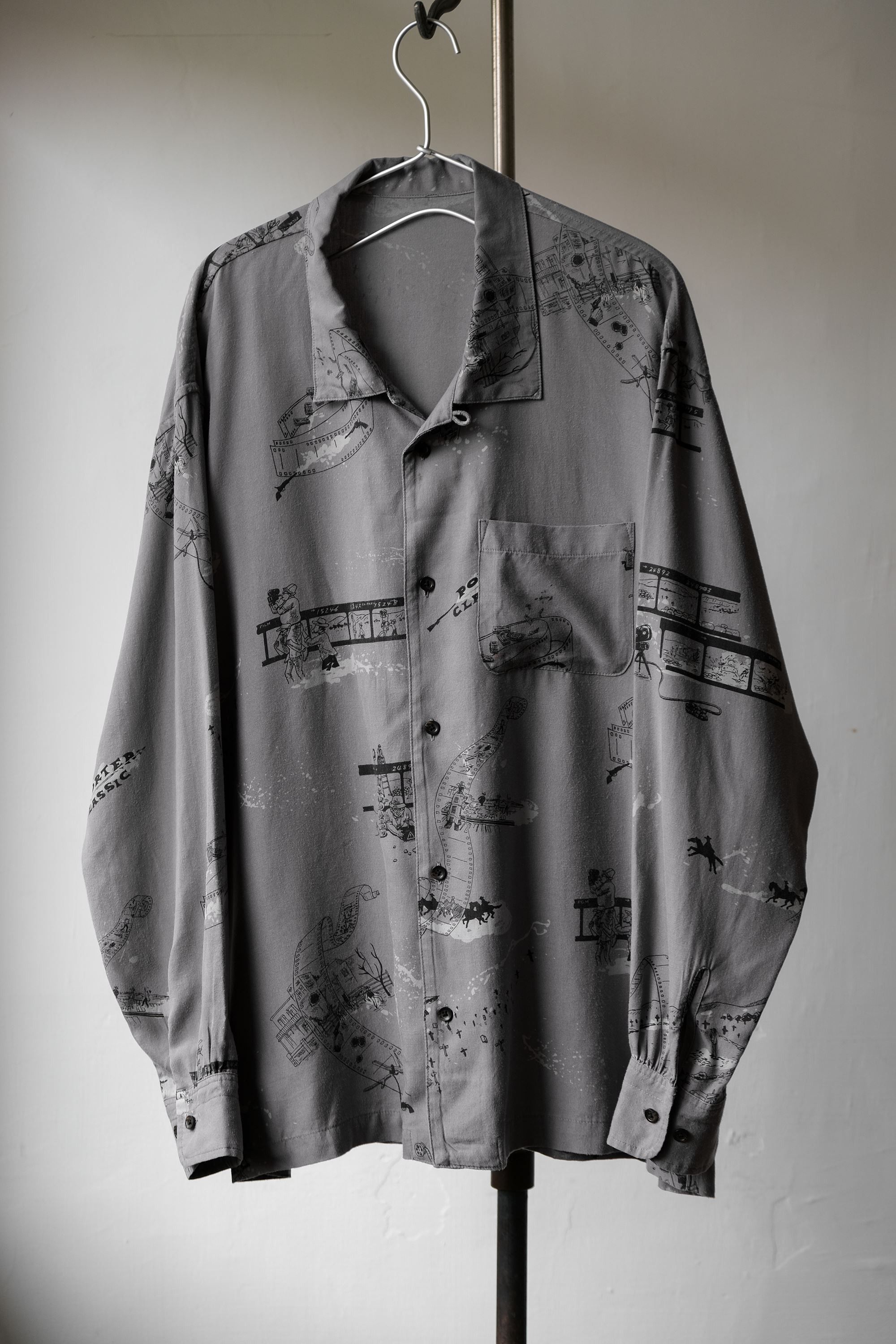 image of Porter Classic - Aloha Long Shirt “Sergio Leone” - Gray in Grey, Men's (Size Large)