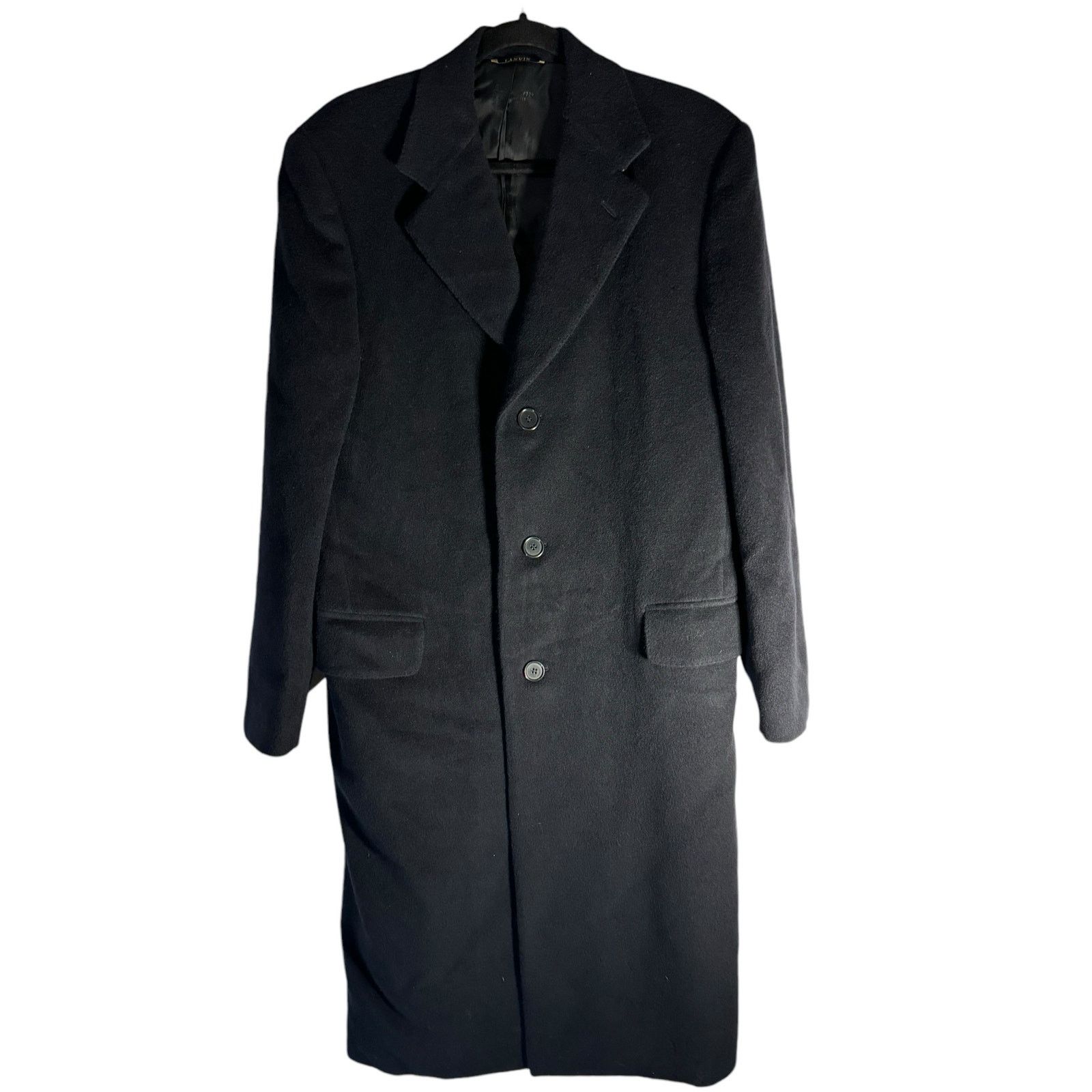 Lanvin LANVIN CLASSIQUE Pure Wool Overcoat 48R Italy Black Coat Size US M / EU 48-50 / 2 - 1 Thumbnail