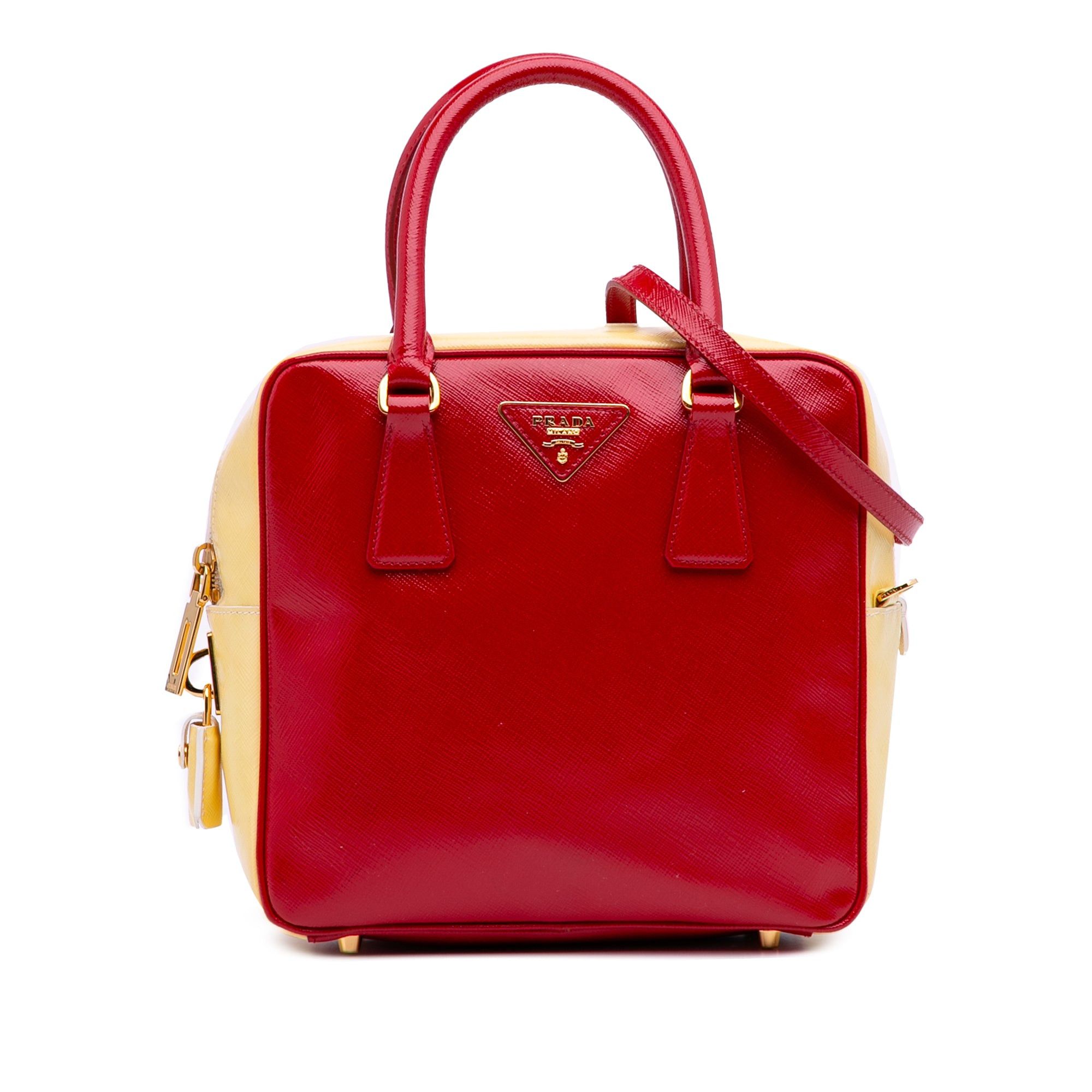 Bicolor Saffiano Vernice Satchel