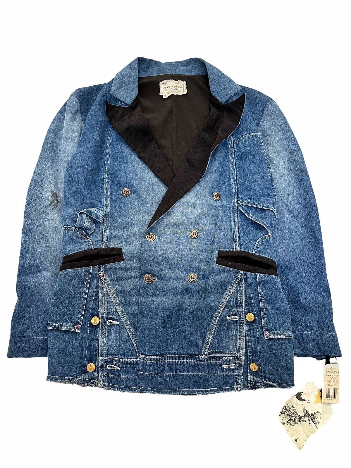 Greg Lauren Sz0 Vintage Denim DB Double Breasted Blazer Coat Size 48R - 1 Thumbnail