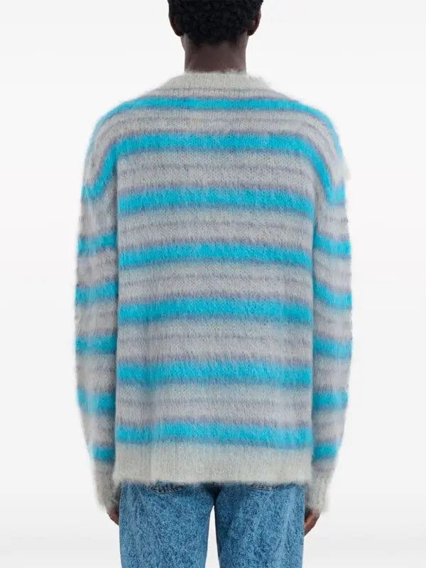 Marni o1w1db11125 Striped Mohair-Blend Jumper in Grey Size US M / EU 48-50 / 2 - 3 Thumbnail