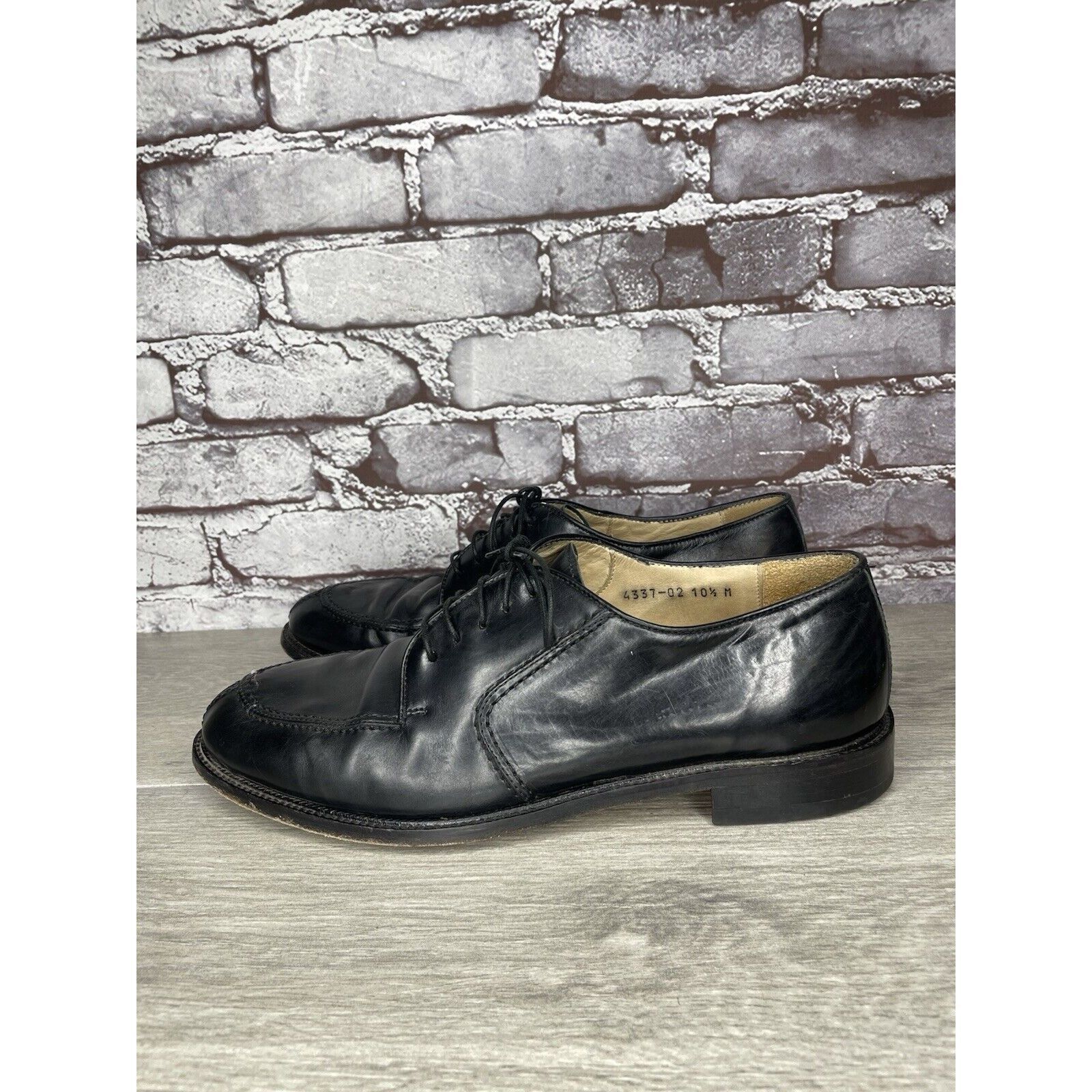 Pronto Uomo PRONTO UOMO Black Leather Split Toe Oxfords Lace Up Shoes Me Size US 10.5 / EU 43-44 - 5 Thumbnail