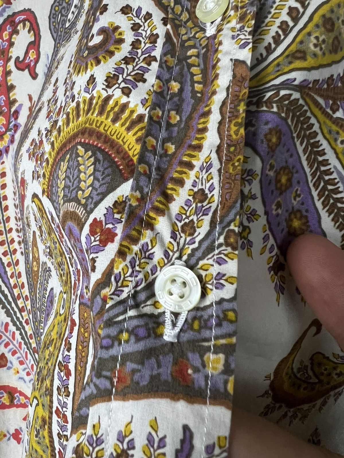 Etro Etro 46 Blouse Shirt Top Neutral Paisley floral print Size L / US 10 / IT 46 - 6 Thumbnail