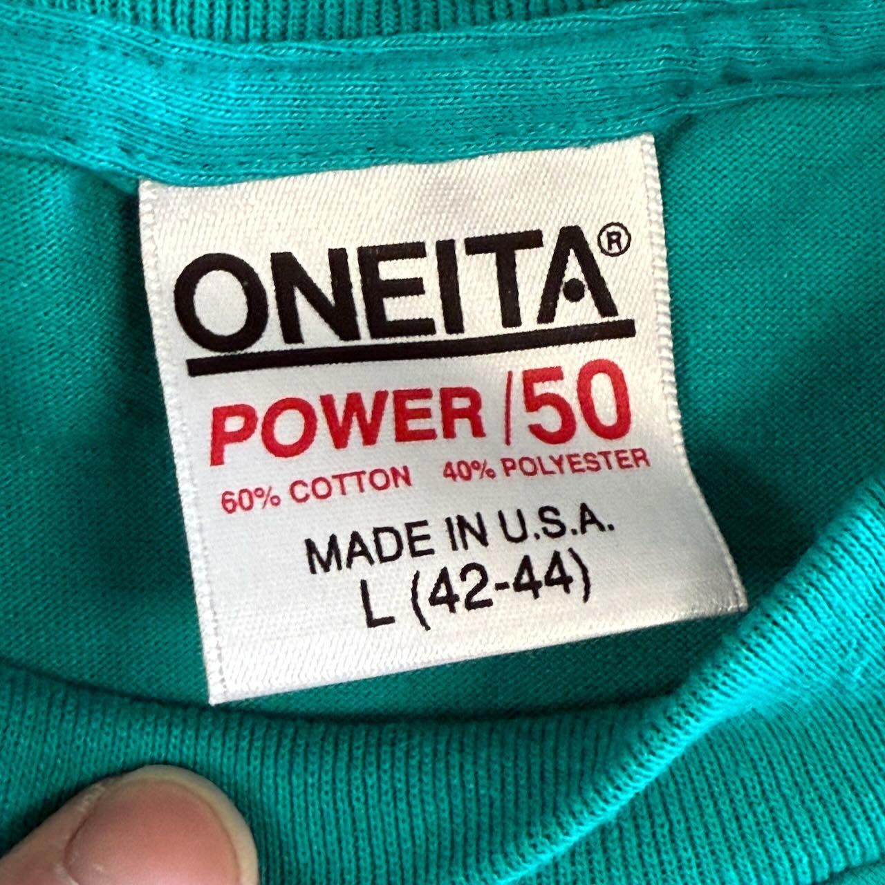 Designer VTG 90s ONEITA Single Stitch Power T-Shirt Teal Adult L Size US L / EU 52-54 / 3 - 4 Thumbnail