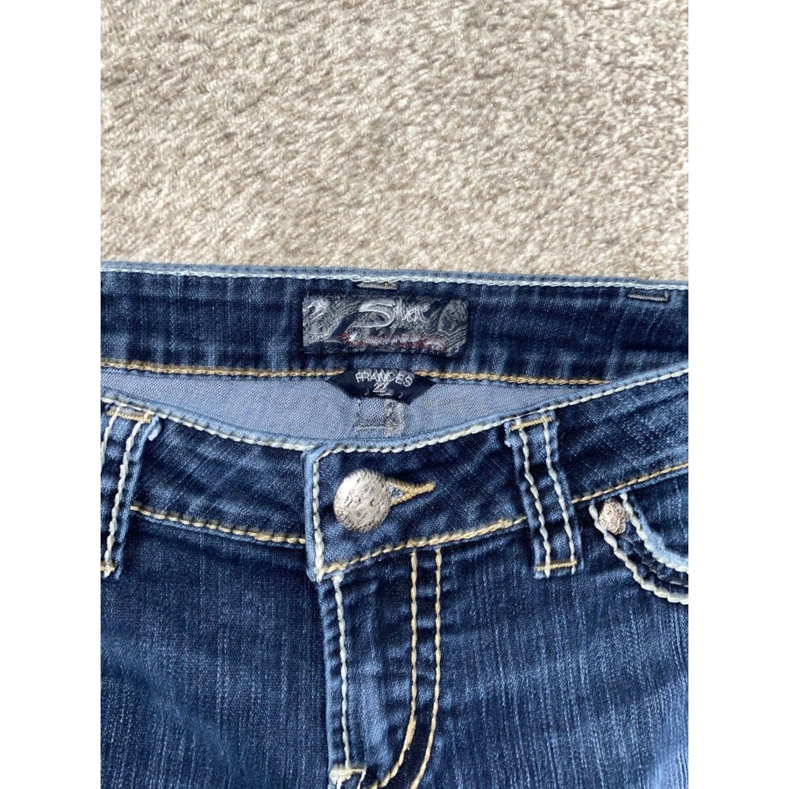 CO VINTAGE Silver Jeans Womens Frances Bootcut Jeans Sz 22 Silver Metal Women's Size 40" / US 18 - 3 Thumbnail
