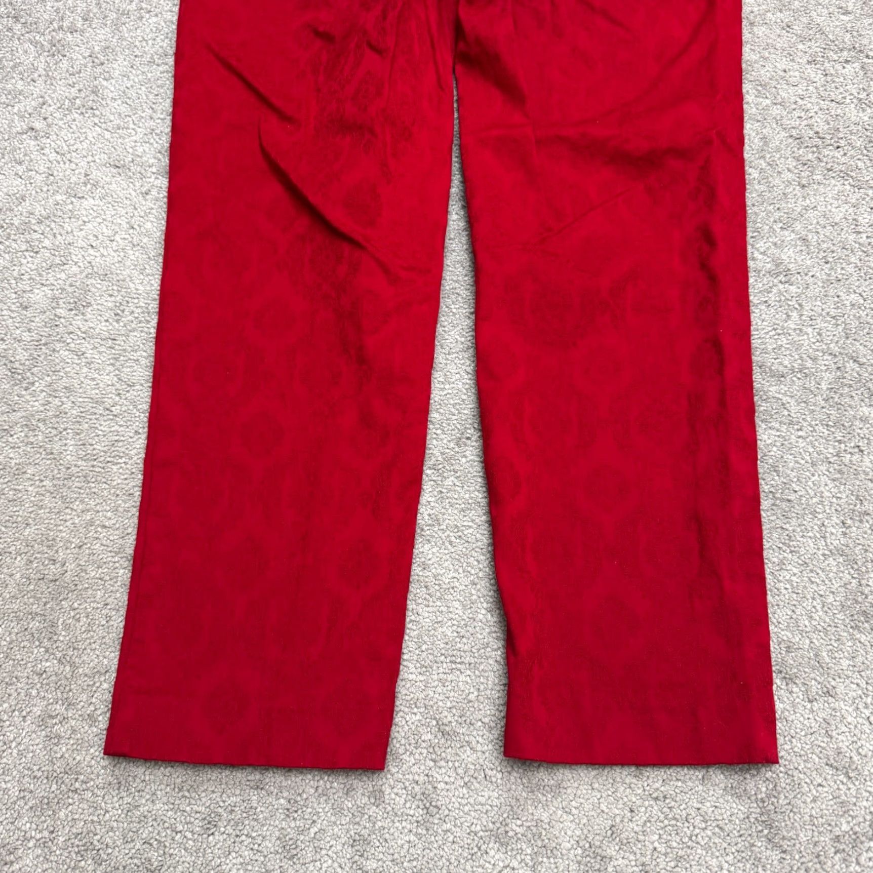 Talbots Talbots Pants Womens 10 Red Floral Jacquard Cotton Straight Ankle 34x28 Vintage No Rise High 28 Inseam Size 32" / US 10 / IT 46 - 4 Thumbnail