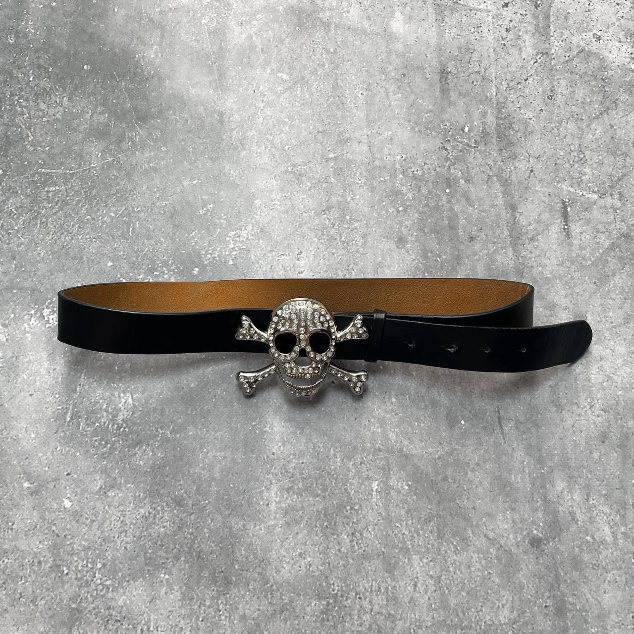Japanese Brand Vintage Y2K Skull Rhinestone Belt Black Size ONE SIZE - 4 Thumbnail