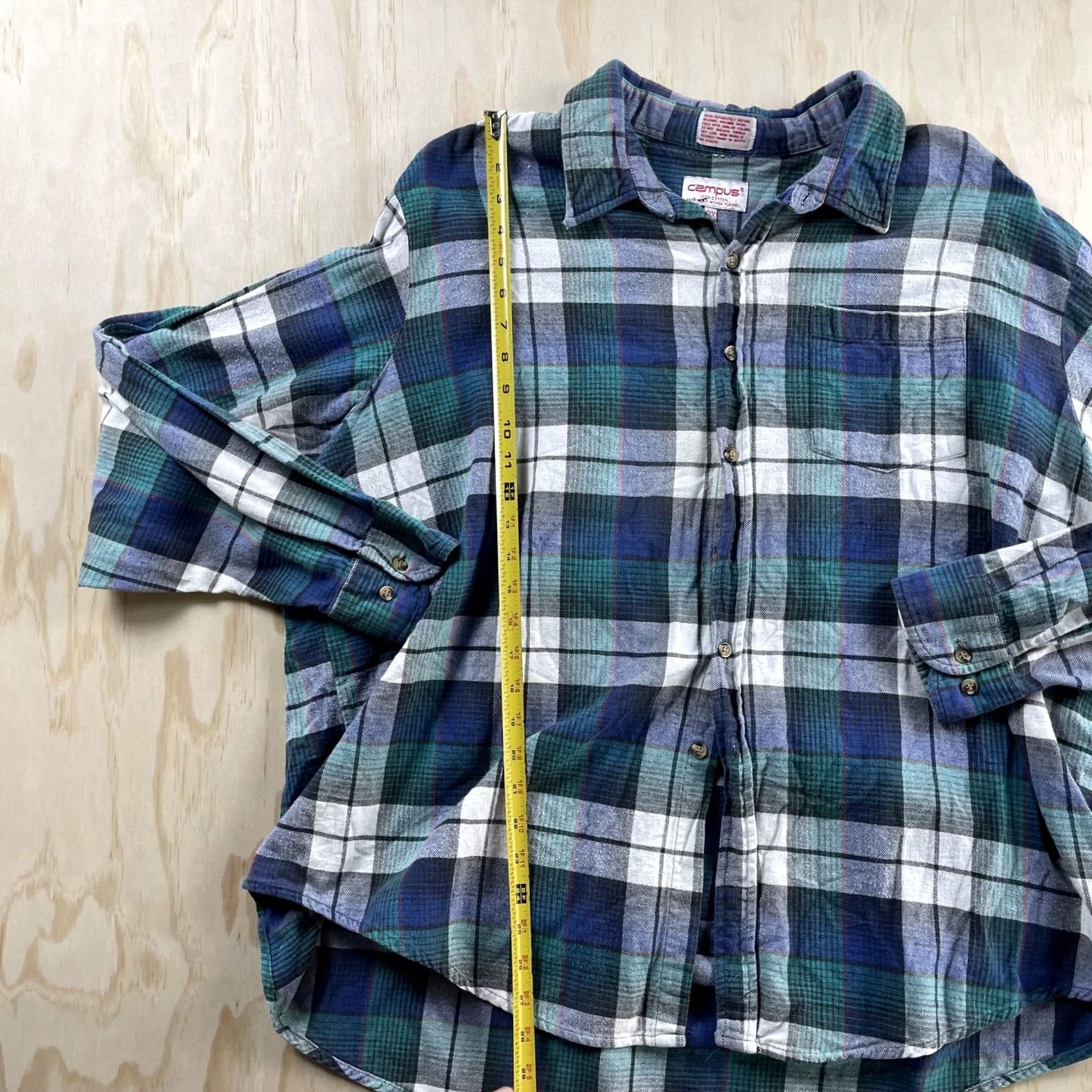 Vintage Vintage Campus Flannel Shirt Mens 3XL Blue Plaid Long Sleeve Button Up Workwear Size US XXL / EU 58 / 5 - 3 Thumbnail