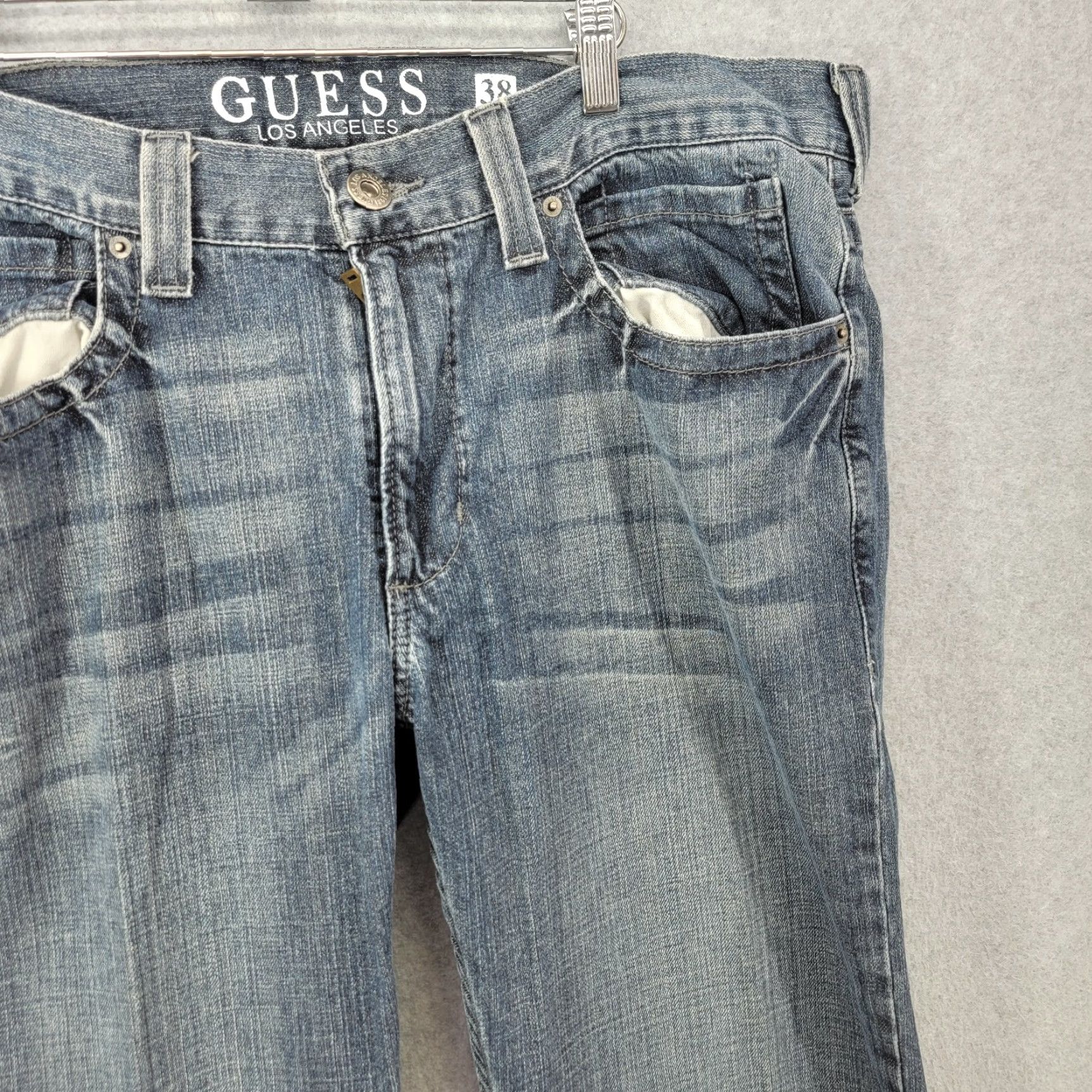 Guess Guess Pasadena Straight Jeans Mens 38x32 Back Flap Pocket 90s Vintage Blue Denim Cotton Brand GUESS Shirt? Size US 38 / EU 54 - 4 Thumbnail