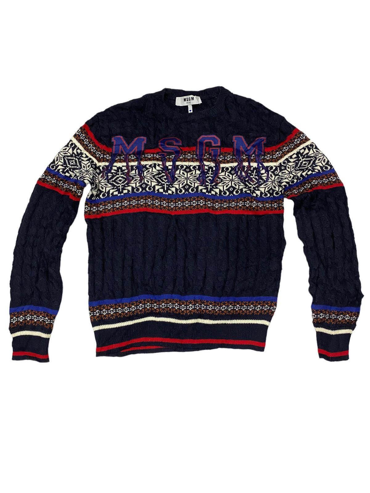 MSGM MSGM Milano Spell Out Navajo Design Knit (C1) Size US S / EU 44-46 / 1 - 1 Thumbnail