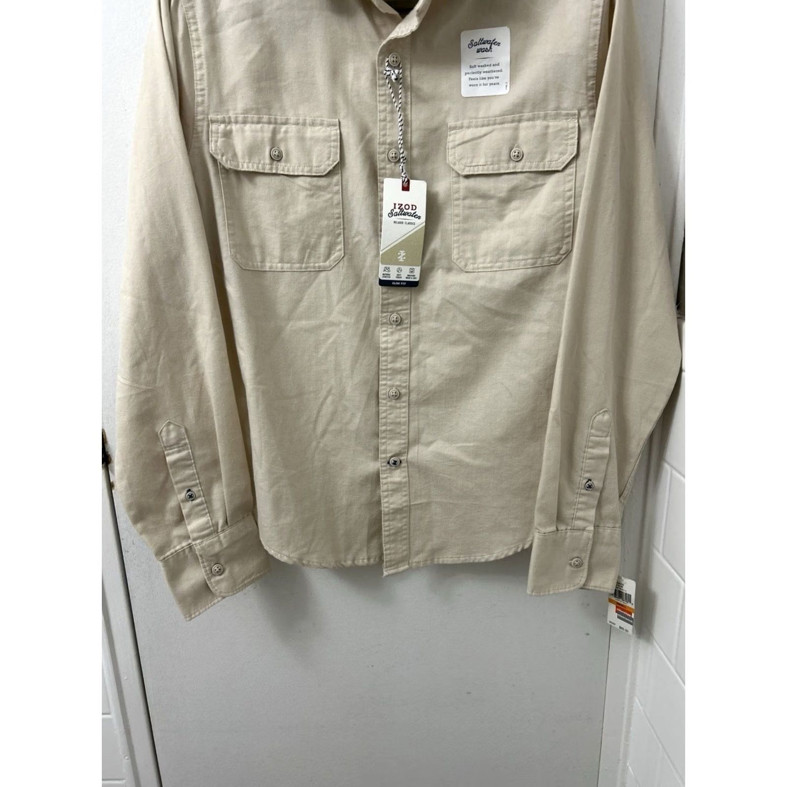 Izod VINTAGE IZOD Saltwater Shirt Mens S Tan Relaxed Classics Slim Fit Stretch NWT 0 MSRP Size US S / EU 44-46 / 1 - 3 Thumbnail
