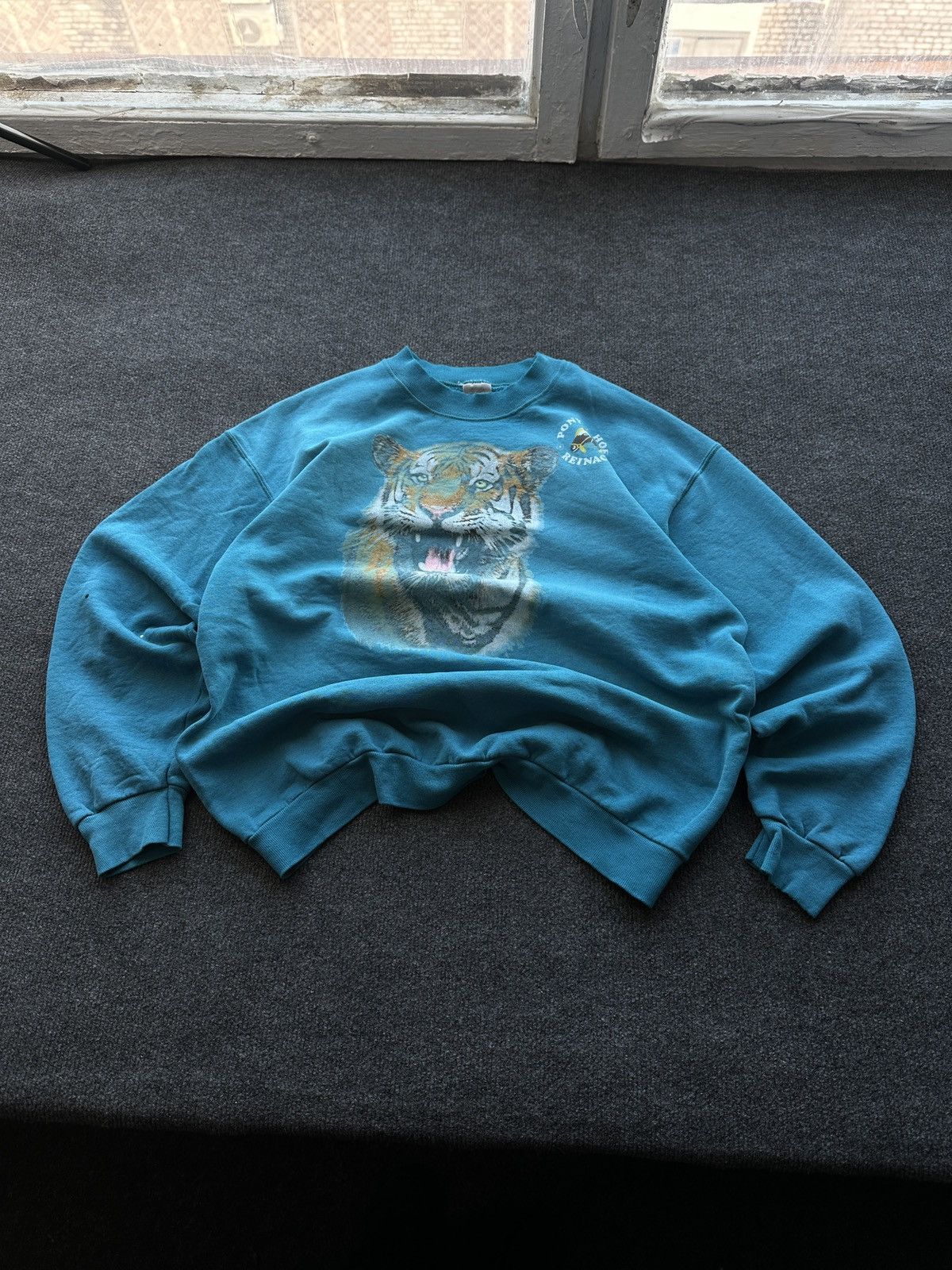 Vintage VNTG 🚨 TIGER SWEATSHIRT RARE PONY HOF REINACH SWITZERLAND Size US L / EU 52-54 / 3 - 1 Thumbnail