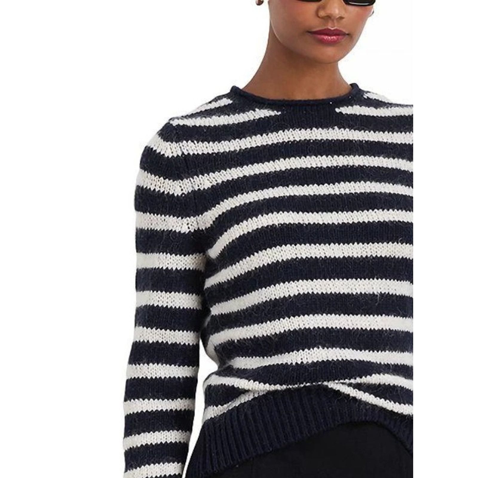 Alex Mill Alex Mill Women Striped Merino Wool Cable Knit Sweater M Size M / US 6-8 / IT 42-44 - 2 Thumbnail