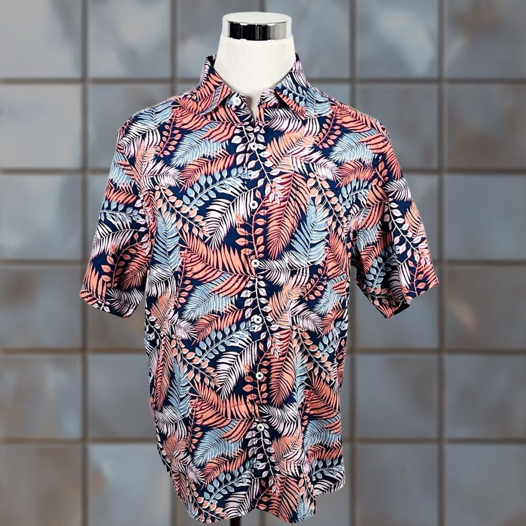 Tommy Bahama Tommy Bahama Hawaiian Aloha Shirt Large Linen Cotton Floral Print Pink Blue Mens Size US L / EU 52-54 / 3 - 1 Thumbnail