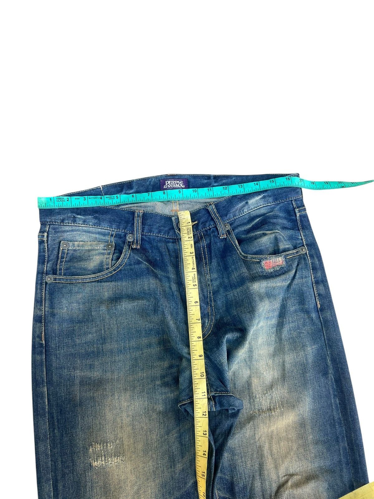 Le Grande Bleu (L.G.B.) Purple&Yellow Japan Dirty Mud Denim Straight Jeans Size US 32 / EU 48 - 2 Thumbnail